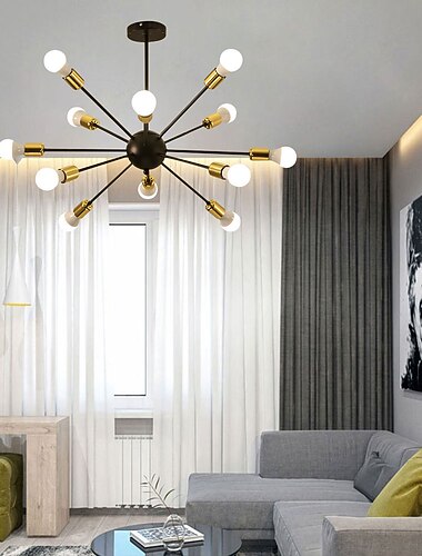  80 cm تصميم جديد نجفات معدن السبوتنيك قمر صناعي طلاء ملون معاصر / فني 110-120V / 220-240V