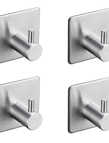 Háček na župan samolepicí moderní nerezový háček na ručníky do koupelny nástěnný 4ks