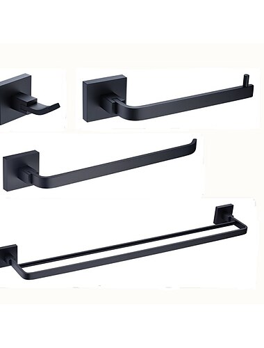 Ensemble d'accessoires de salle de bain contemporain Laiton 4 pièces - Bain d'hôtel Porte-papier toilette / Patère / barre de tour Montage mural