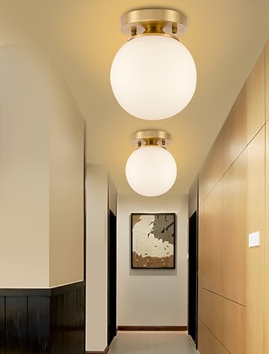  Plafonnier 1 lumiere 14 cm Cuivre Verre Laiton Contemporain / Moderne 110-120V / 220-240V / E26 / E27