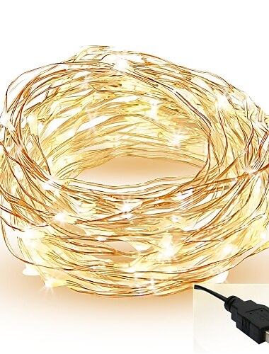  LED String Lights 5m 50LEDs Fairy Copper Wire Lights for Garden Patio Waterproof USB Warm White White Red Cuttable Party Decorative 5V IP65