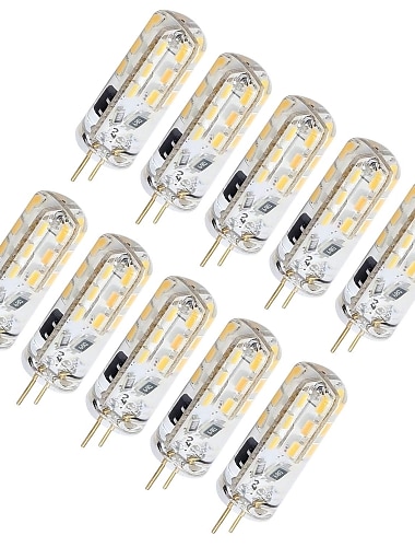  10pcs G4 Bi Pin 1.5w LED Corn Light Bulbs 130lm 15W T3 Halogen Bulb Equivalent 150LM SMD 3014 Warm Cold White for RV Ceiling Fans Lighting DC 12V