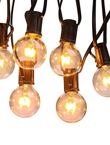  elegante bruiloft receptie feest buiten lichtsnoer 7,62m 25ft g40 lampen buiten bruiloft decoratie achtertuin bistro patio balkon huisdecoratie 7w bolvormige lichtsnoer 220-240v