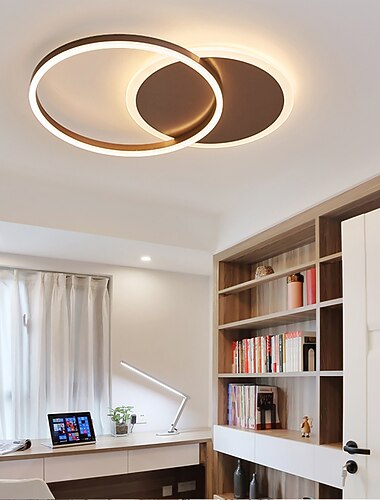  مصباح سقف LED 40 سم تصميم حلقة دائرية أضواء جبلية من الألومنيوم مبتكرة فنية حديثة بسيطة غرفة المعيشة وغرفة النوم وغرفة الطعام وغرفة الطعام 110-120 فولت 220-240 فولت فقط قابلة للتعتيم مع جهاز التحكم