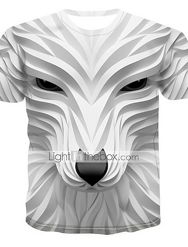  Ανδρικά Μπλουζάκι Πουκάμισο Κοντομάνικα Γραφική Ζώο 3D Στρογγυλή Λαιμόκοψη Λευκό Πάρτι Causal 3D εκτύπωση Στάμπα Ρούχα Μοντέρνα Υψηλής Ποιότητας Καθημερινό