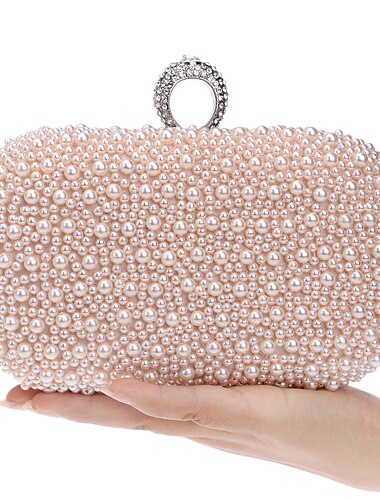  dámské kabelky pro večerní svatební hostinu s perlami v perleťově bílé růžové