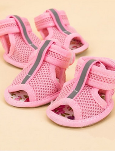  zapatos de malla para perros, botas para mascotas, zapatos transpirables para perros pequenos, sandalias impermeables para mascotas con suela antideslizante y cierre de cremallera, protector duradero