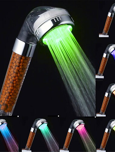  3-Color Temperature Sensitive LED Color Changing Hand Shower / ABS Water Powered Color Changing LED Hand Shower High Quality