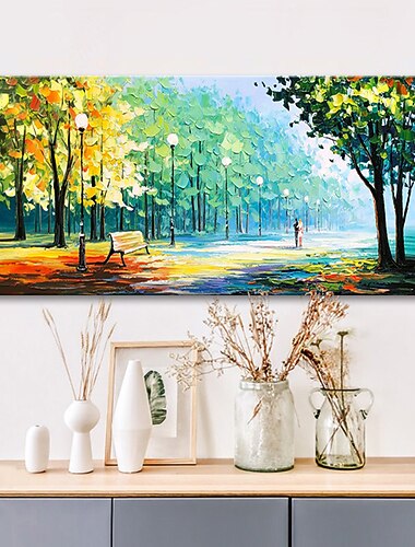  ציור שמן צבוע-Hang מצויר ביד - L ו-scape נוף אבסטרקט מודרני כלול מסגרת פנימית