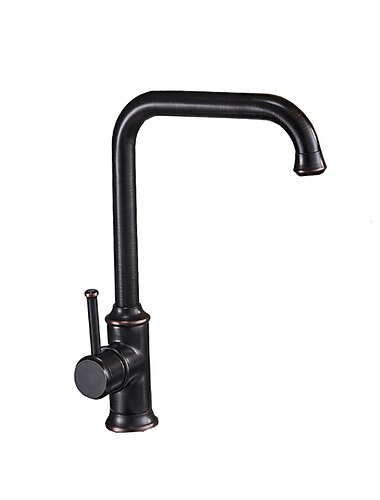  keukenkraan, enkele handgreep messing / zwart nikkel standaard uitloop met een gat, filter, messing keukenkraan met koud en warm water