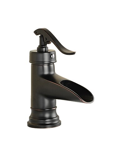  baderomsvask kran, foss antikk messing enkelthaandtak ett hulls badekarkraner med varm og kald bryter