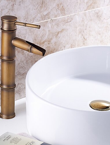 håndvask vandhane - klassisk antik messing centersæt enkeltgrebs et hulbadshaner