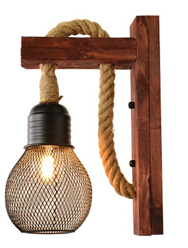 30 ס"מ מנורות קיר יצירתי וינטג' led פמוטים לקיר קיר חנויות/בתי קפה חבל קנבוס מנורות קיר 110-120/220-240v 40 w