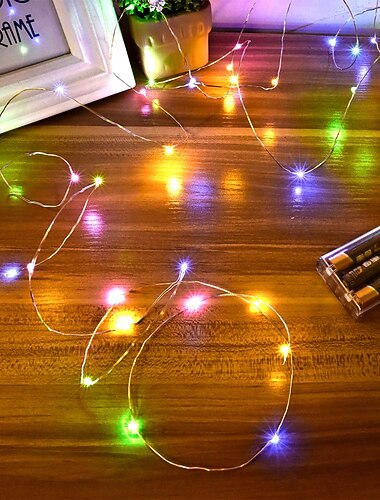  Guirlande lumineuse led 5m 50 led guirlande lumineuse mini fil de cuivre alimente par batterie guirlandes etoilees lumieres a piles pour la decoration