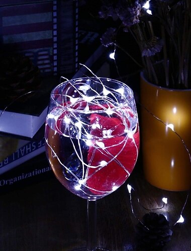 1 guirlande lumineuse d'extérieur étanche de 2 m, 20 LED, blanc chaud, multicolore, pour fête de Noël, décorative, alimentée par piles