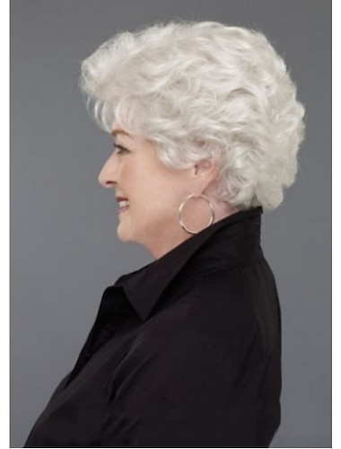  Szare peruki dla kobiet peruka syntetyczna falista matowa warstwowa fryzura głębokie rozstanie peruka krótkie kremowo-białe włosy syntetyczne damskie proste klasyczne kobiety białe peruki