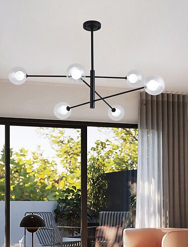  107 سم ثريا بتصميم سبوتنيك معدنية مطلية بشكل جزيرة خطية بلمسات نهائية عصرية على الطراز الاسكندنافي 220-240 فولت