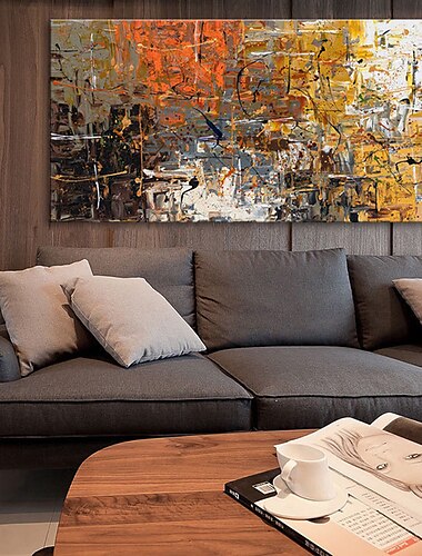 Peinture à l'huile Hang-peint Peint à la main Format Horizontal Abstrait Paysages Abstraits Moderne Toile roulée (sans cadre)