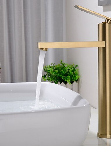  バスルームのシンクの蛇口 - シングル 幅150 x 長さ200cm ブラッシュドゴールド センターセット シングルハンドルつの穴Bath Taps