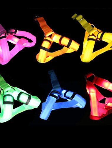 Dog Dog Vest Light Up Harness LED Lights Adjustable / Retractable Glow in the Dark Reflective Nightlight Function Solid Colored Nylon White Yellow Red Blue Pink
