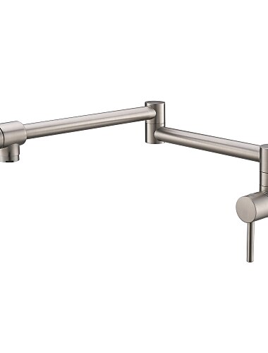  keukenkraan, wandgemonteerde pannenvuller twee handgrepen een gat chroom/olie-gewreven brons/nikkel geborsteld opvouwbare pannenvuller moderne keukenkranen voor wandmontage met alleen koud water