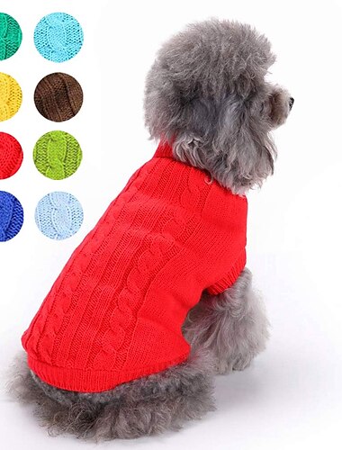  סוודר כלב חתול בגדי כלבים בצבע אחיד שמור על חורף בגדי כלבים בגדי בגדי כלבים תלבושות ג\'ייד אדום צהוב לילדה וילד כלב כותנה