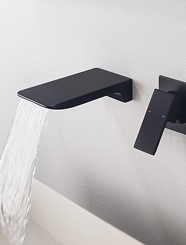  Bathroom Sink Faucet - Wall Mount / Waterfall Painted Finishes Wall Mounted Single Handle Two HolesBath Taps