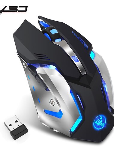 hxsj m10 2.4ghz souris de jeu sans fil 2400dpi batterie intégrée rechargeable 7 couleurs rétro-éclairage respirant confort souris gamer