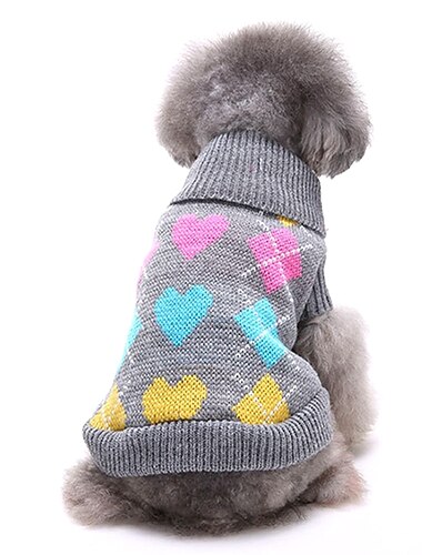  סוודר כלבים בגדי כלבים אוהבים קז\'ואל / יומי בחורף בגדי כלבים בגדי כלבים בגדי כלבים תחפושת שחורה אפורה לילדה ולילד סיבי אקריליק