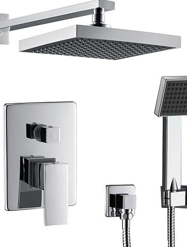  Concealed Shower Faucet Combo Set 8" Shower Head, Shower System Mixer Rough In Valve Rainfall High Pressure Head with Handheld, Wall Mounted Tub and Shower Trim Kit Bathroom Bath