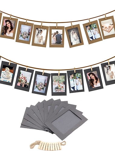  10ks fotorámeček pro domácí kutily dřevěná spona na papír držák na obrázek nástěnná dekorace pro svatební promoce, rekvizity do fotobudky