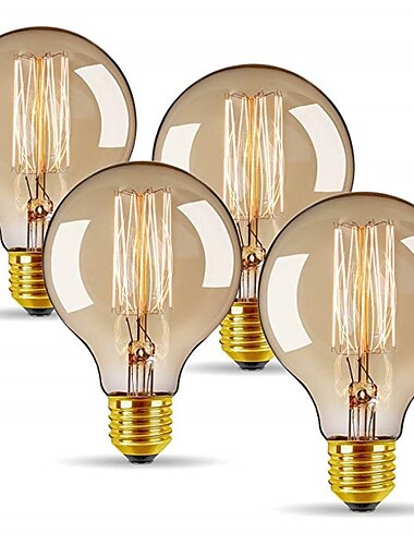  4pcs 40w e26 e27 g80 bombilla edison vintage bombillas incandescentes antiguas regulable blanco calido 2300k 220-240v rohs certificado ce