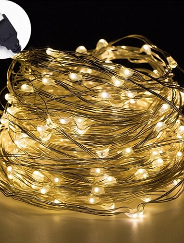  Elegant Wedding Reception Party 1pc 5m 50leds USB LED String Light Waterproof LED Copper Wire String Holiday Outdoor Fairy Lights For Christmas Party Wedding Decoration