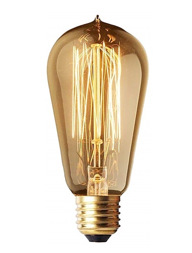  1pc bombillas edison st58 40w bombillas incandescentes de filamento de tungsteno antiguo vintage bombillas base e26 / e27 para iluminacion colgante decorativa vidrio ambar 220v