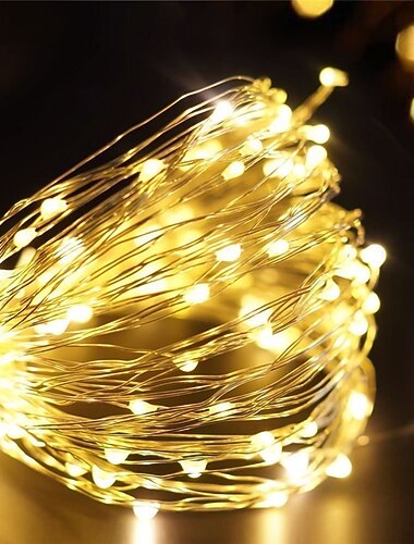  حفل استقبال زفاف أنيق، قطعة واحدة من أضواء سلسلة LED، تيار مستمر 5 فولت، يو إس بي، 10 أمتار، 100 مصباح LED، 33 قدمًا، خارجي مقاوم للماء، مهرجان الكريسماس، حفل زفاف، ديكور جارلاند، مصابيح LED خيالية