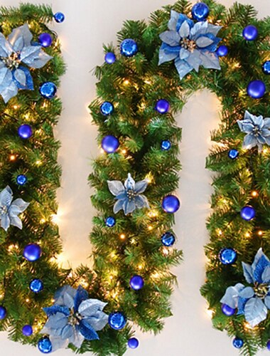  2.7 متر زينة عيد الميلاد جارلاند مع إكليل ضوء لسلالم شجرة عيد الميلاد كرمة ديكور تشفير قلادة فاخرة زينة شجرة عيد الميلاد مجموعة إكليل الذهب والأحمر