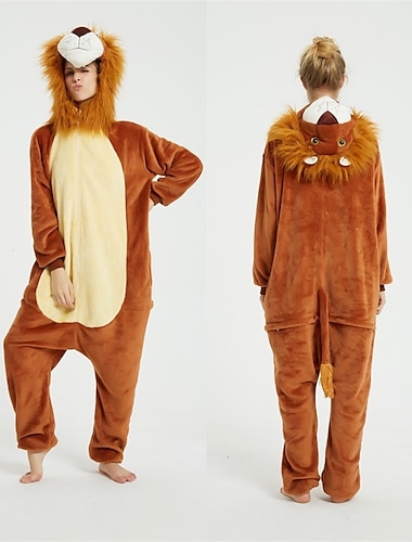  Adulte Pyjama Kigurumi Lion Mosaique Combinaison de Pyjamas Flanelle Cosplay Pour Homme et Femme Halloween Pyjamas Animale Dessin anime