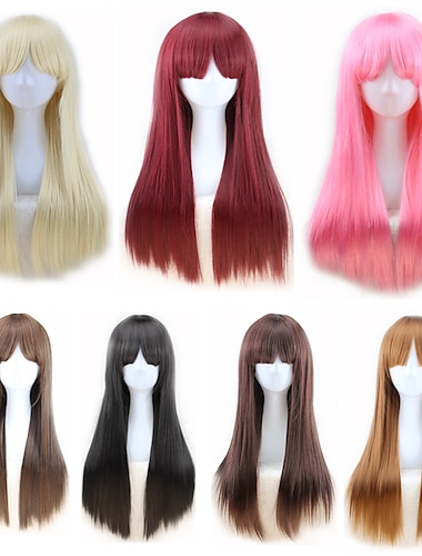  Blonde Wigs for Women Synthetic Wig Straight Kinky Straight Asymmetrical Wig Long Light Blonde/ Light Brown /Brown /Pink Natural Black Synthetic Hair Carnival Wig