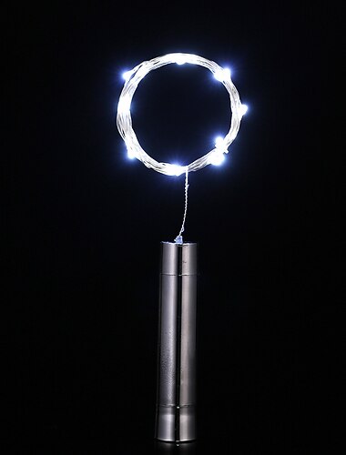  3τμχ Φωτιστικά Σχοινιού Μπαταρίας AA Ασημένια LED Φωτιστικά Κρασιού Μπαταρίας Σχήματος Φελλού Φωτιστικά Ένας Σταχτοπίθαρος Διακόσμηση