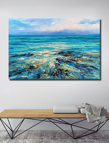  インテリア雑貨 油絵 キャンバス 壁アート 装飾 海 青い空 家の装飾 ロールフレームレス