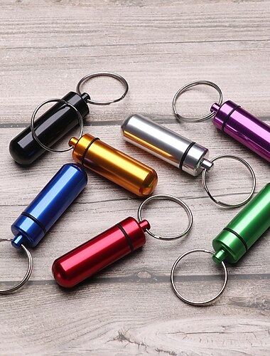  3 pcs Mini Portable Voyage Pilule Cas Etanche Conteneur Porte-cles Outils Capsule Bouteilles Porte-cles Chaine Porte-Pilule Medecine Boites Couleur Aleatoire