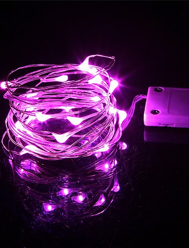  Fete de reception de mariage elegante 1pcs guirlandes lumineuses LED a batterie a bouton argentees en fil de cuivre 2m 20LED decoration feerique de vacances pour mariage