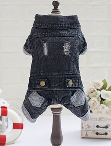 Chien Manteaux Pulls à capuche Vestes en Jean Jeans cow-boy De plein air Vêtements pour Chien Vêtements pour chiots Tenues De Chien Noir Costume pour fille et garçon chien Coton S M L XL XXL