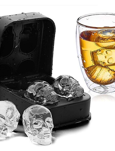  4 Ice Cube Skull Ball Skeleton Mold DIY Skull Ice Box Silicone Mold DIY Homemade for Party Bar Halloween