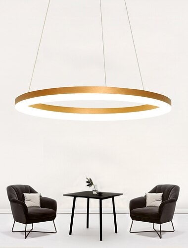80cm led pendel geometrisk sirkel design nordisk moderne enkel for spisestue soverom inngang aluminiumsramme akryl svart hvitt gull kaffe 40w