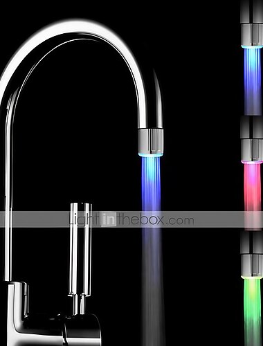  LED Light Water Faucet Tap Heads Temperature Sensor RGB Glow LED Shower Stream Bathroom Shower faucet 3 Color Changing