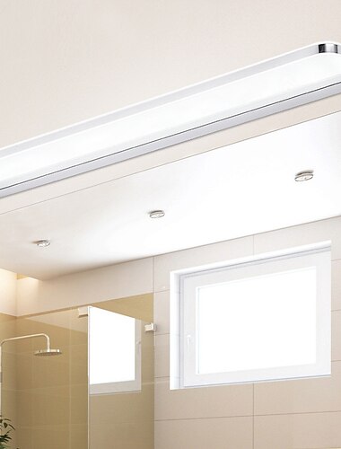 LED fåfänga ljus spegel främre lampa rostfritt stål spegel strålkastare 28.3in 16W ledde badrumsmakeup lampa fuktsäker enkel akryl