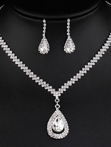  1 set Jewelry Set Bridal Jewelry Sets For Women\'s Wedding Anniversary Party Evening Rhinestone Alloy Tennis Chain Drop / Gift