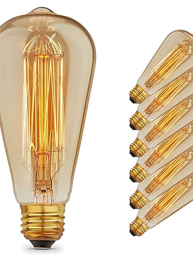  6 piezas 4 piezas bombilla edison vintage e27 st64 40w lampara colgante luces 220 v lampara incandescente luz cuerda portalamparas e27