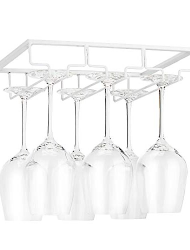  borospohár állvány a szekrény talpas tartója alatt, fém borospohár szervező szemüveg tároló fogas bárkonyhához fekete arany fehér 3 sor